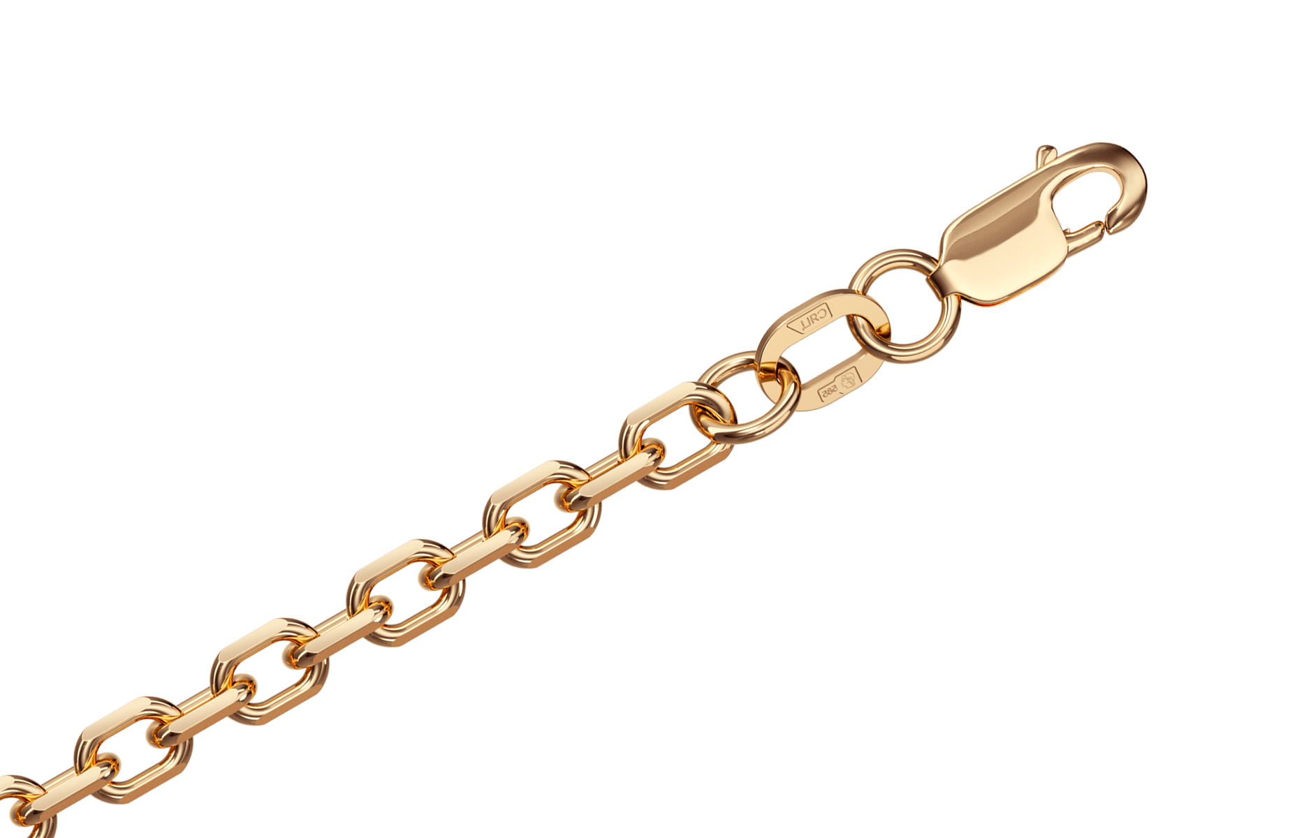 Браслет золотой Krastsvetmet, плетение Ролло с удлиненным звеном серьги пусеты кольцо со звеном ролло 5 серебряные krastsvetmet