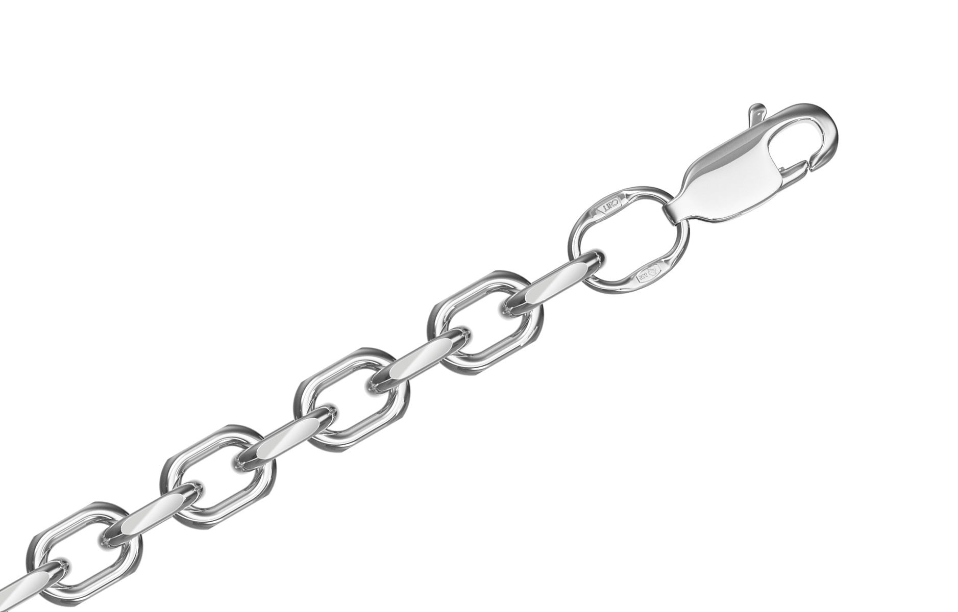 Цепь серебряная Krastsvetmet, плетение Ролло с удлиненным звеном цепь серебряная krastsvetmet плетение бочка комбинированная с фантазийной огранкой