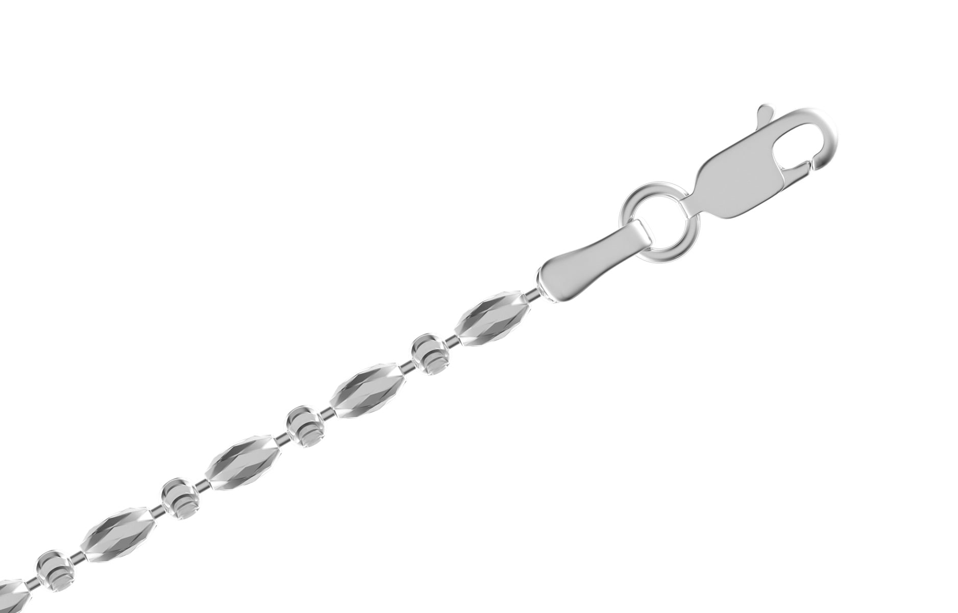 Цепь серебряная Krastsvetmet, плетение Шарик-Райс с фантазийной огранкой цепь серебряная krastsvetmet плетение бочка комбинированная с фантазийной огранкой