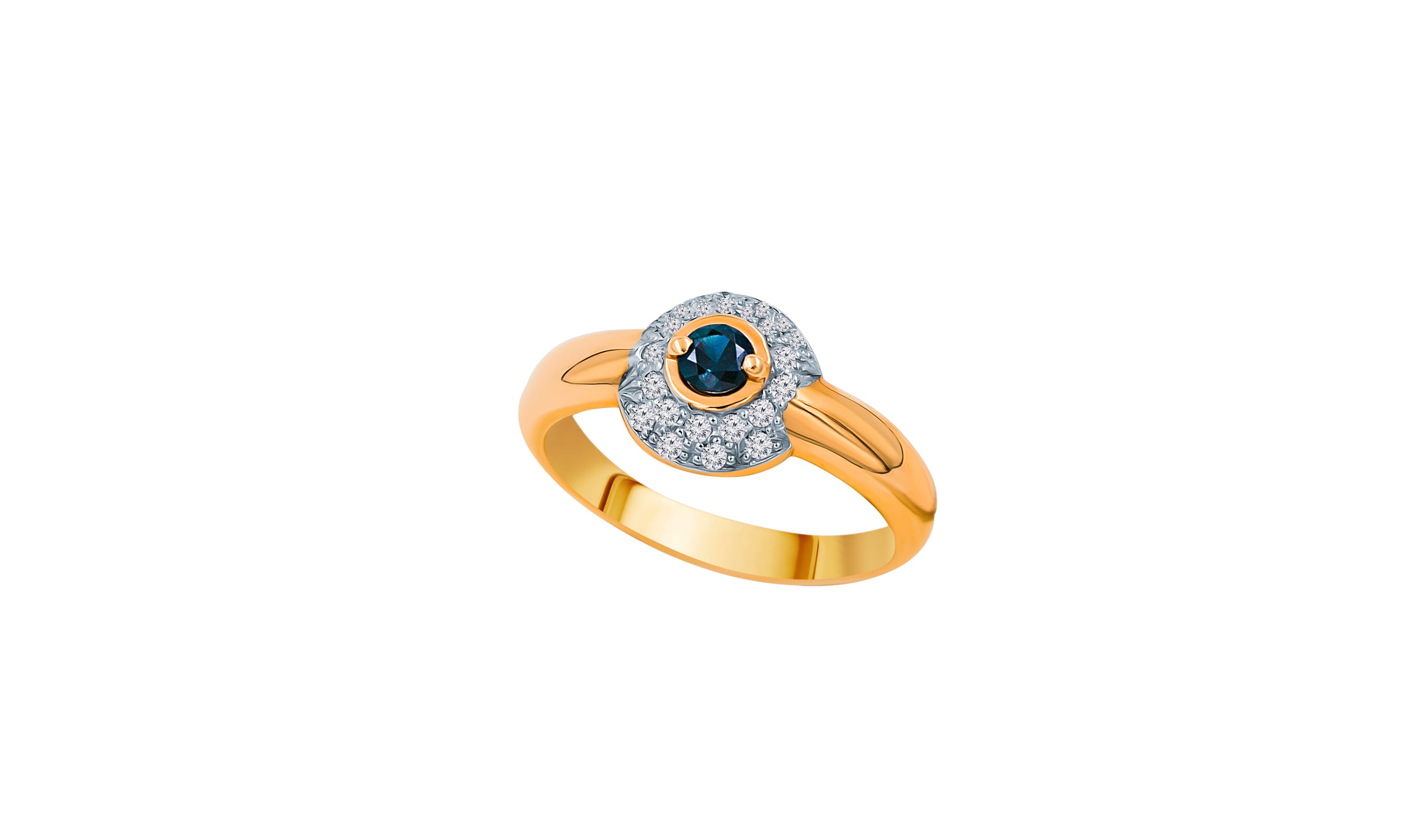 Кольцо золотое Эльтон с бриллиантами и сапфиром