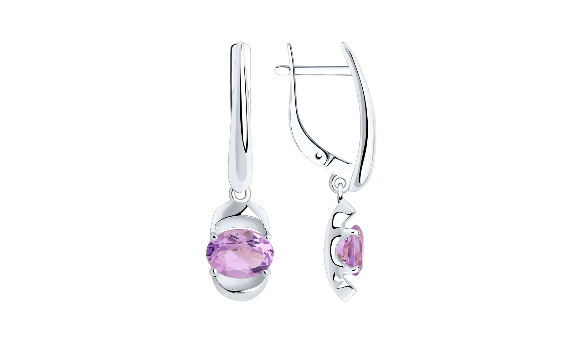 

Серьги серебряные Diamant с аметистами