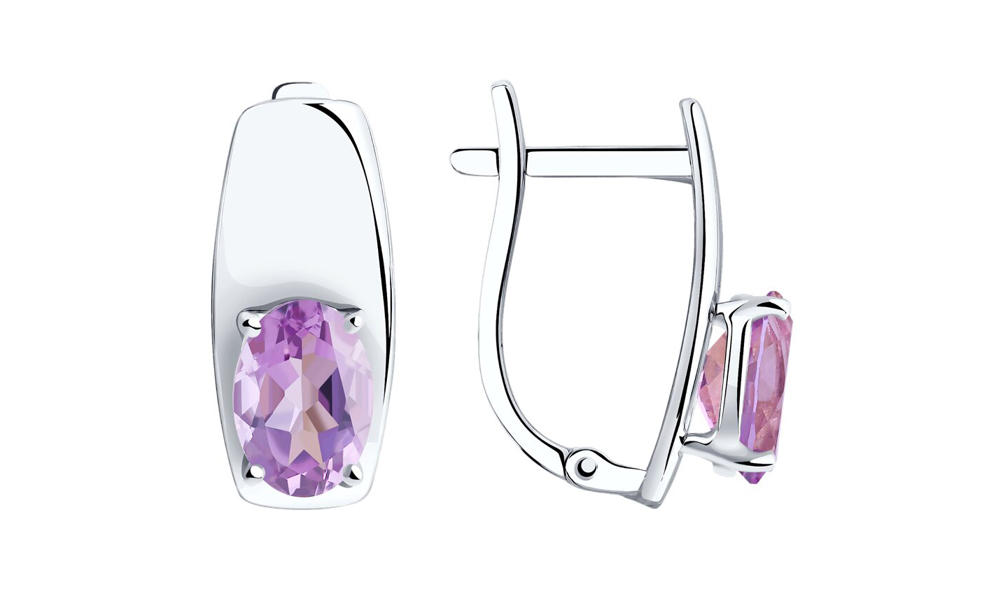 

Серьги серебряные Diamant с аметистами