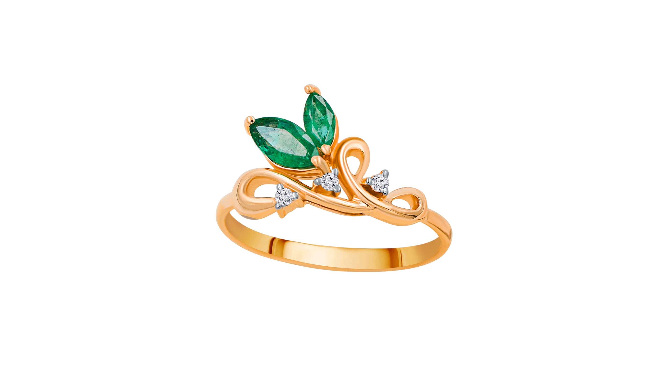 Кольцо золотое Эльтон с бриллиантами и изумрудами