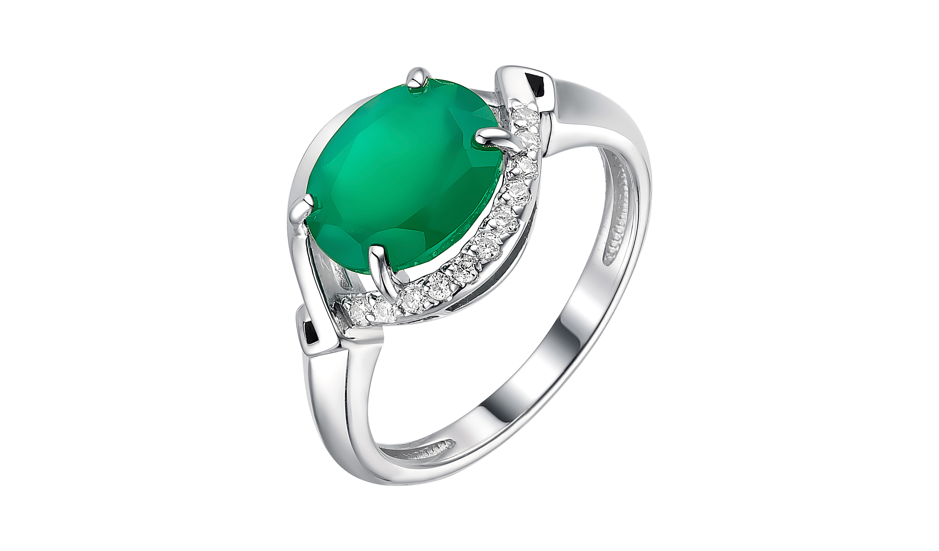 Кольцо с зеленым агатом Алькор