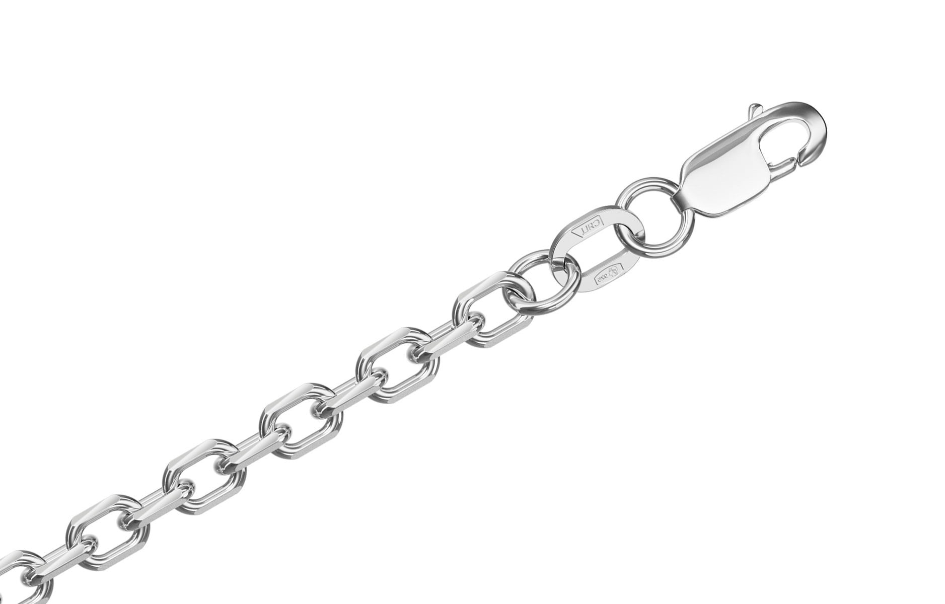 Цепь серебряная Krastsvetmet, плетение Ролло с удлиненным звеном цепь из платины krastsvetmet плетение ролло