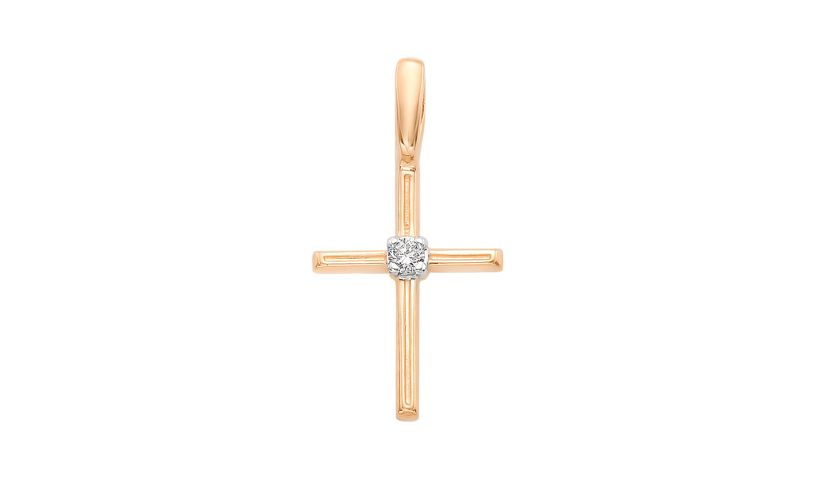 Крест золотой Ювелирные традиции с бриллиантом