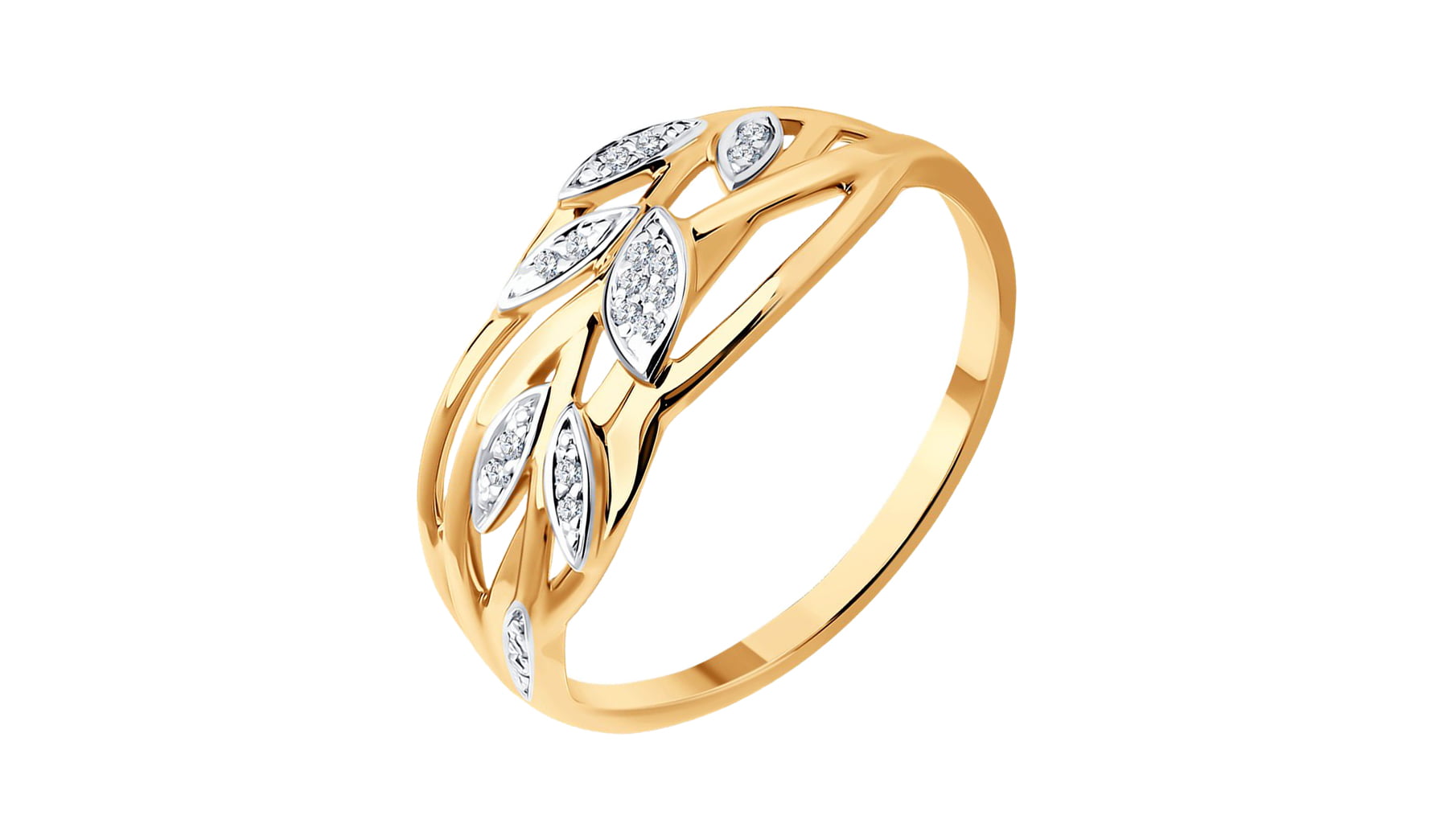 Золотое кольцо SOKOLOV 1011736 С бриллиантом. Кольцо веточка Соколов. Качество золота соколов