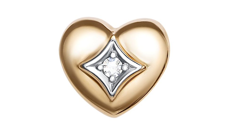 Подвеска-бегунок золотая Ювелирные традиции «Сердце» с бриллиантом