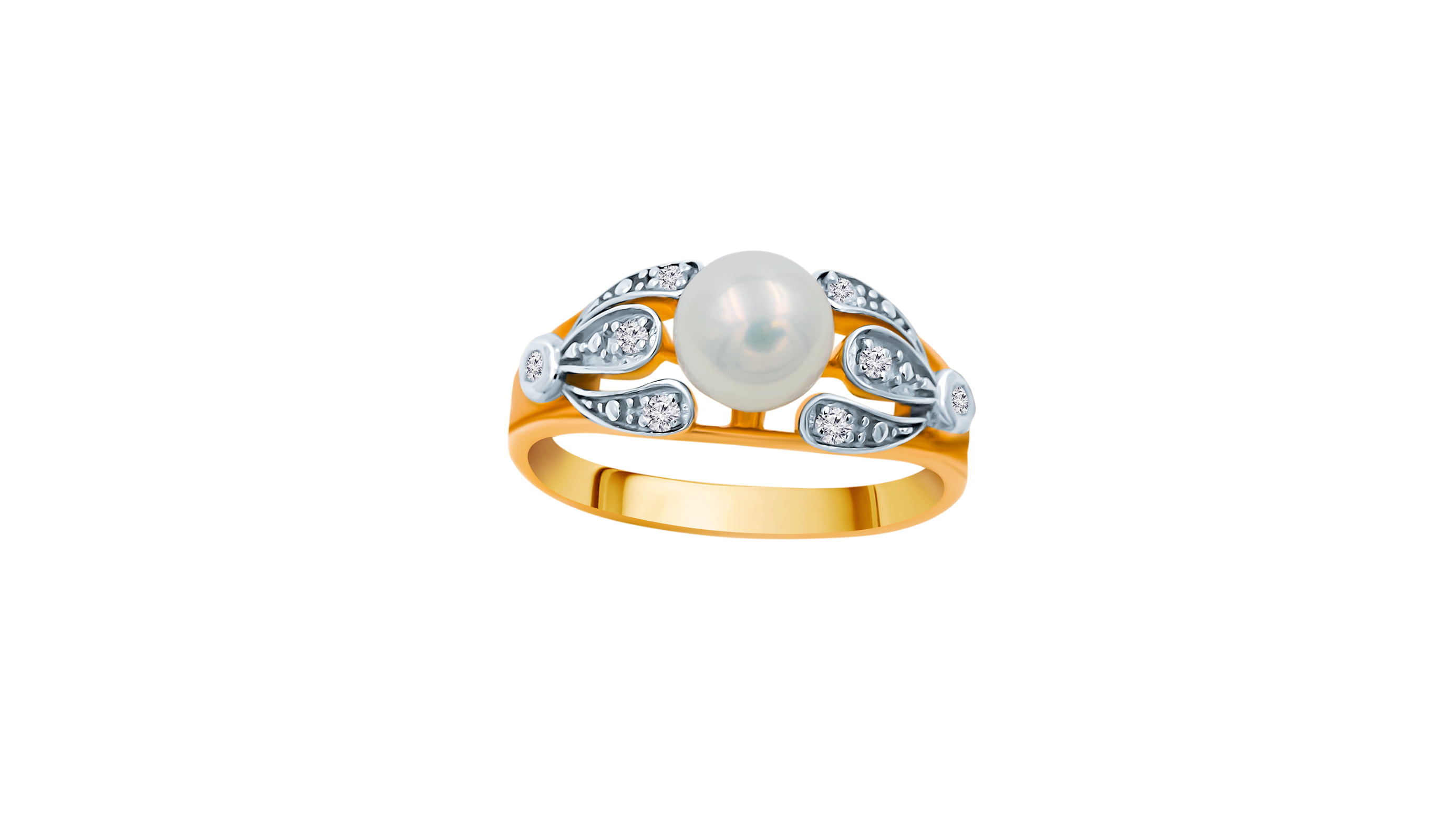 Кольцо золотое Эльтон с жемчугом и бриллиантами