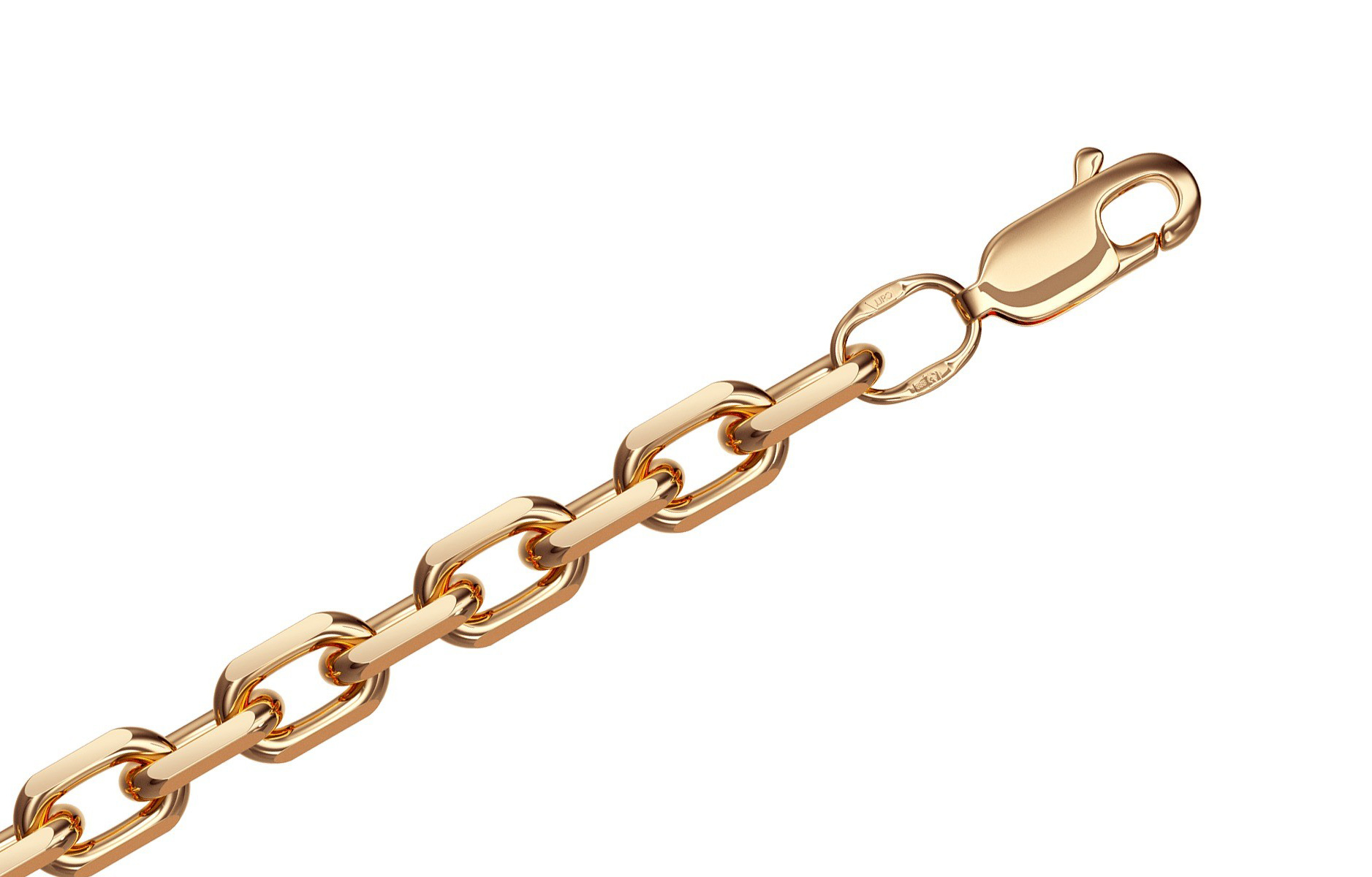 Цепь золотая Krastsvetmet, плетение Ролло с удлиненным звеном серьги пусеты три кольца со звеном тонда 3 серебряные krastsvetmet