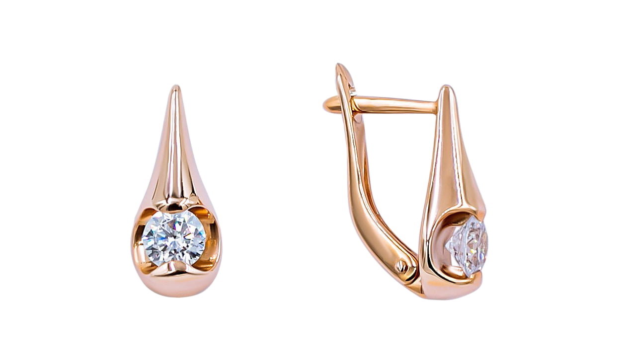 Серьги золотые Bassco Jewelry с фианитами серьги пусеты 1 см 2 шт металл акрил серебристые кристаллы jewelry crystal