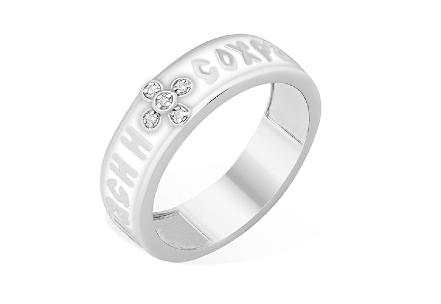 Кольцо религиозное серебряное EFREMOV с фианитами кольцо религиозное серебряное delta