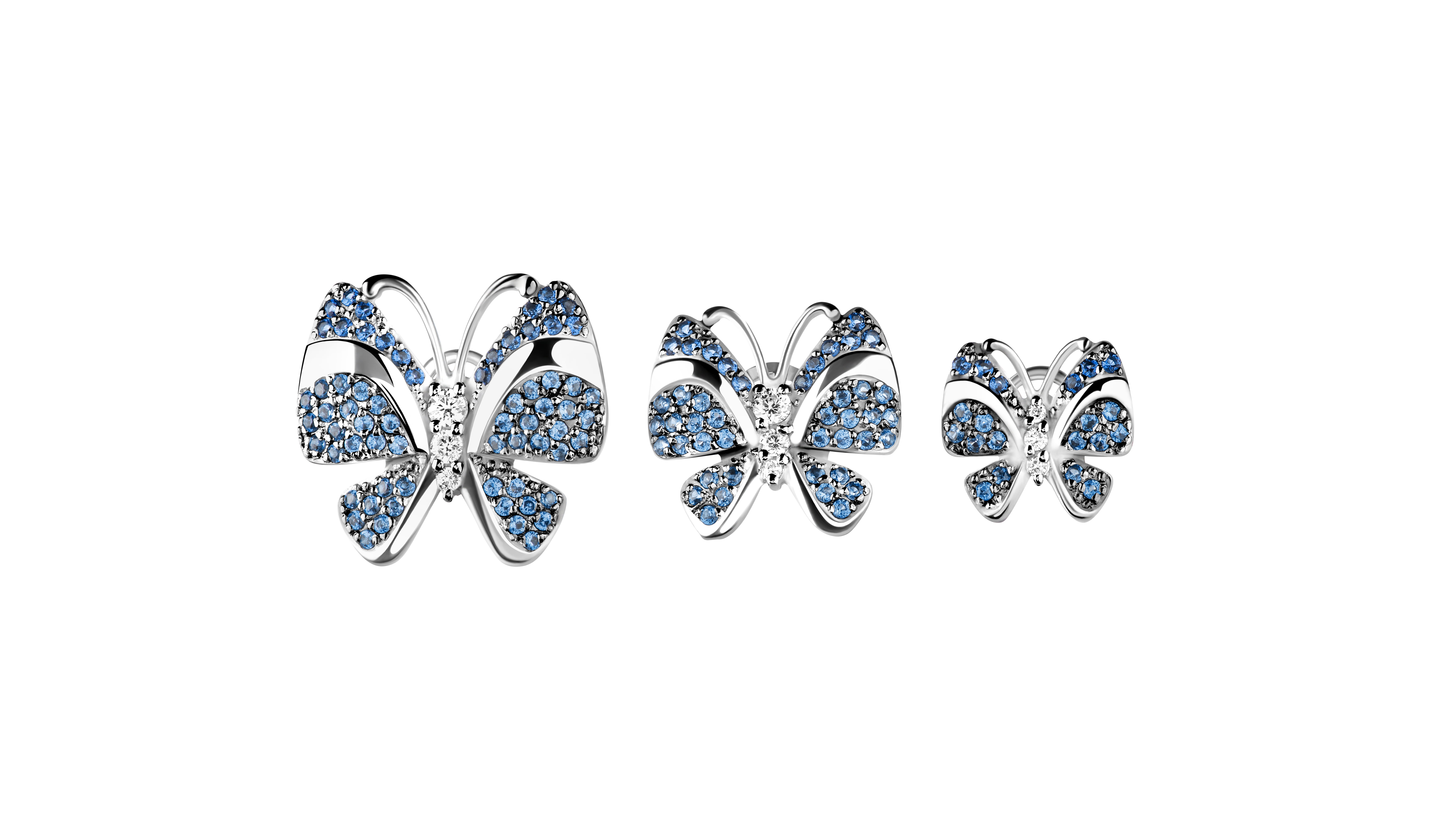 Брошь серебряная Delta «Бабочки» с кварцем и фианитами