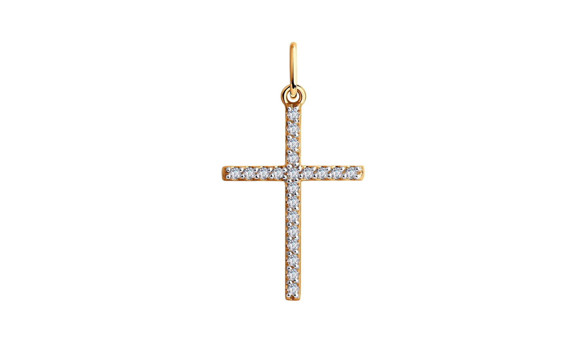 Крест золотой Sokolov с фианитами сувенир полистоун подставка большой золотой пальмовый лист 4х22 5х30 5 см